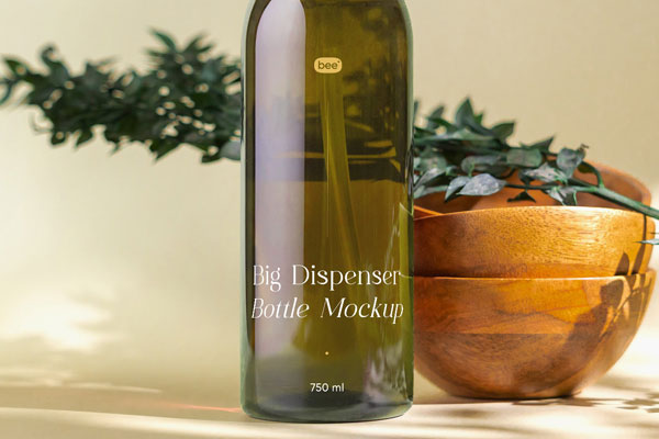 Front View of Dispenser Bottle Mockup FREE PSD