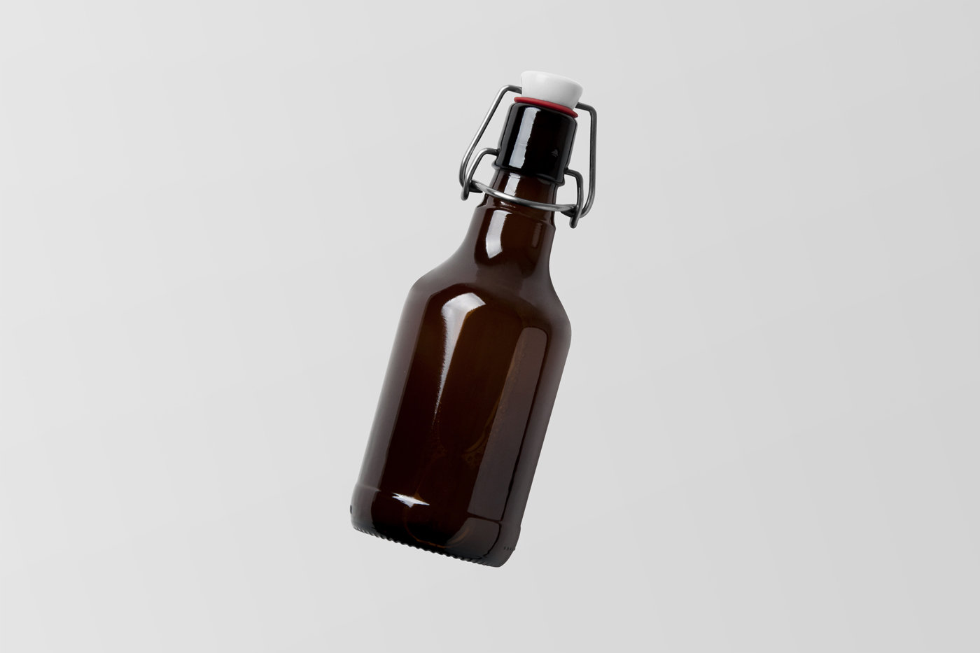 Front View of Floating Levitating Beer Bottle Mockup FREE PSD