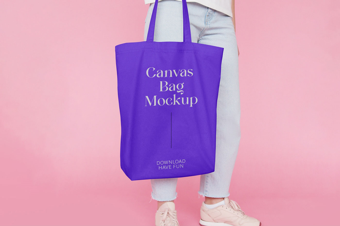 Front View of Handholding Canvas Jeans Bag Mockup FREE PSD