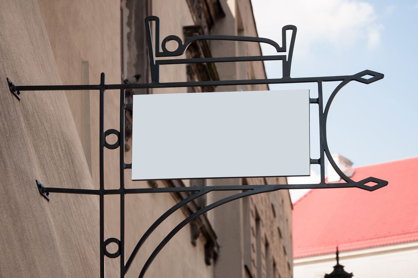 Front View of Rectangle Sign Mockup with Metallic Frame FREE PSD