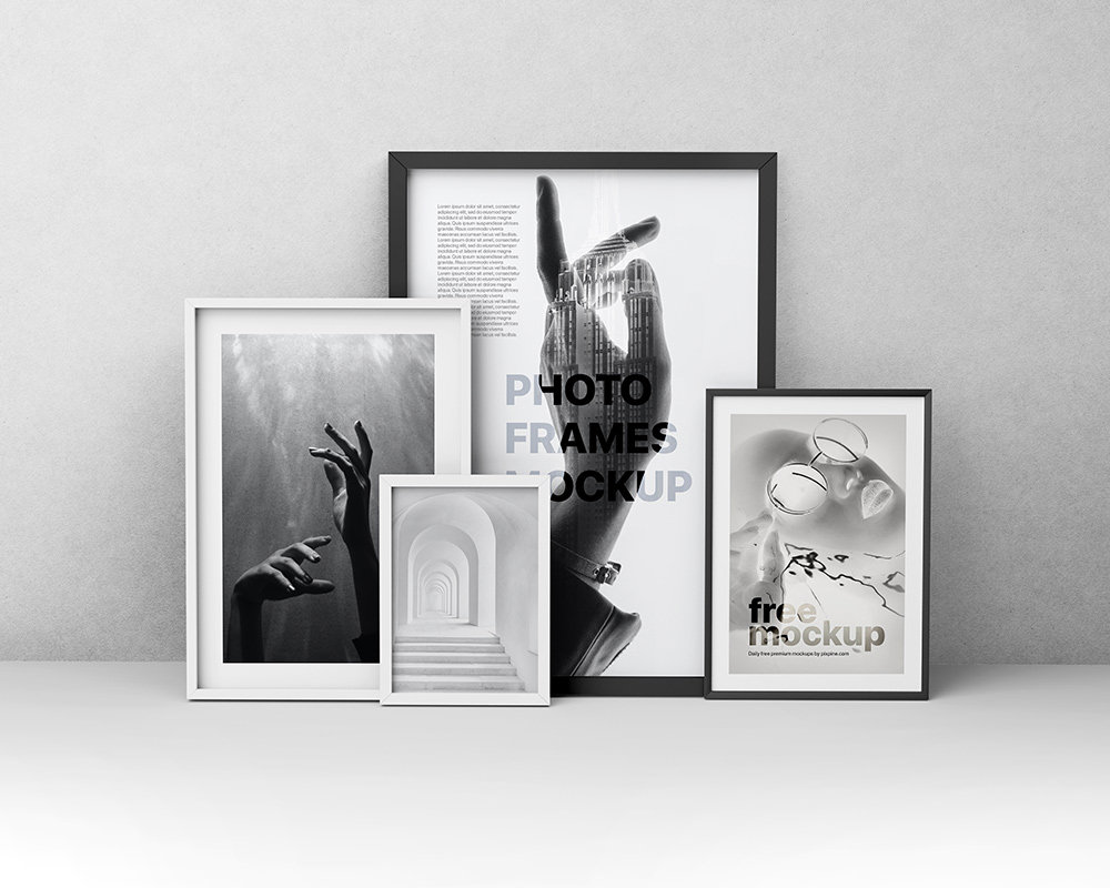 Front View of Series Photo Frames Mockup FREE PSD
