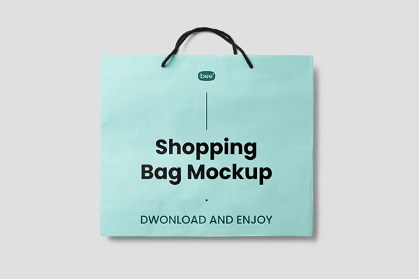 Front View of Square Shopping Bag Mockup FREE PSD