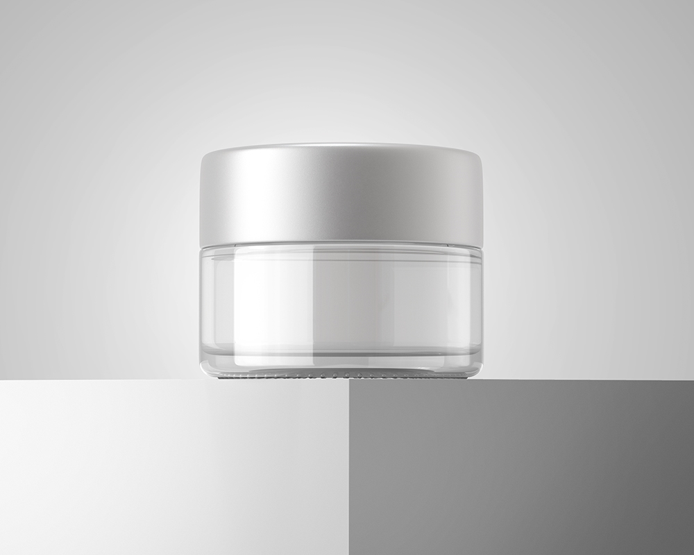 Front View of Trendy Cosmetic Round Jar Mockup FREE PSD