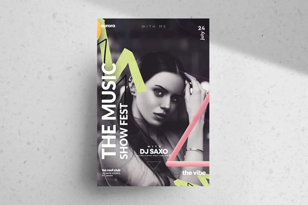 Modern Dark Music Festival Flyer Template FREE PSD
