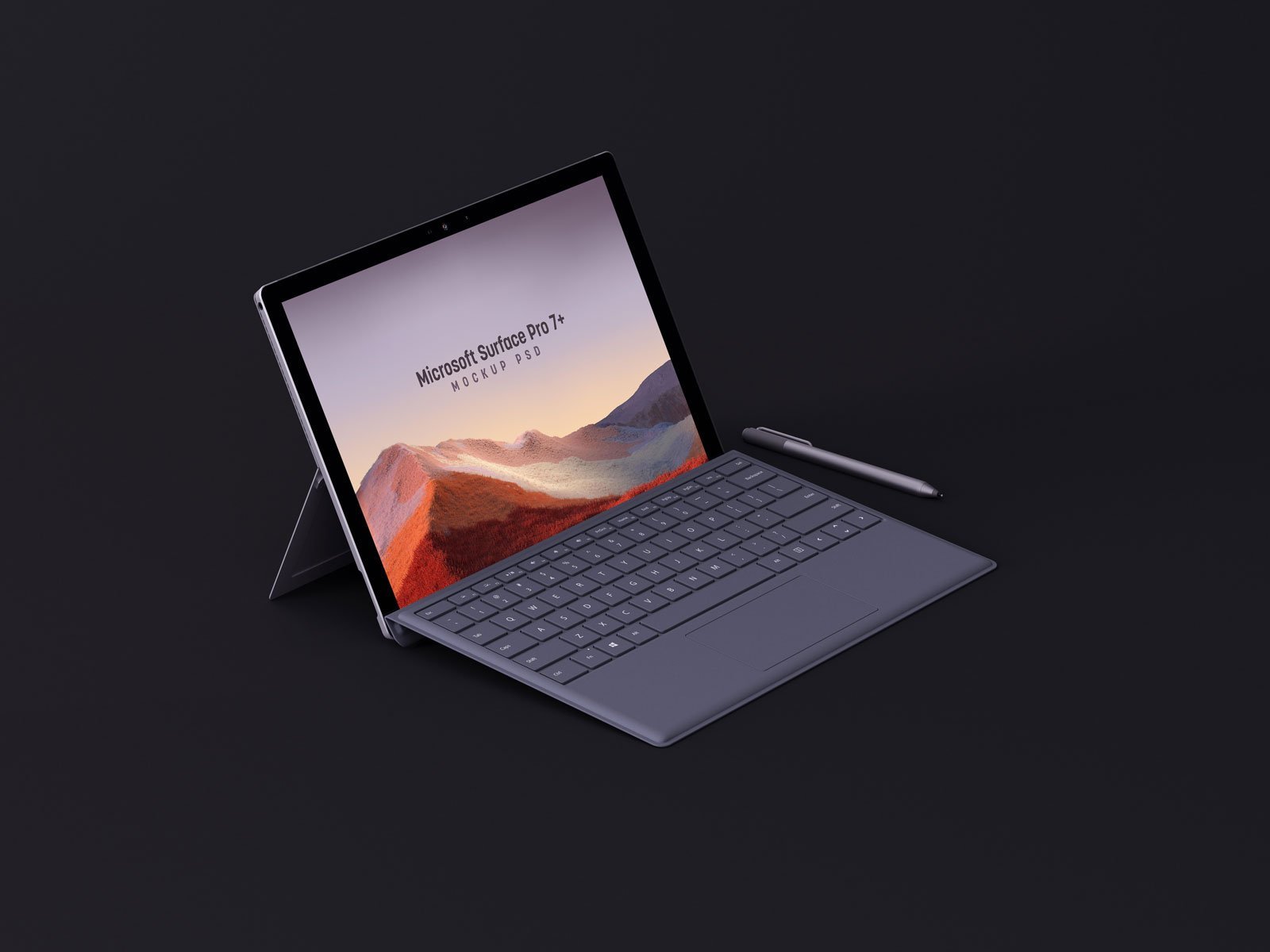 Side View of Microsoft Surface Pro 7+ Mockup FREE PSD