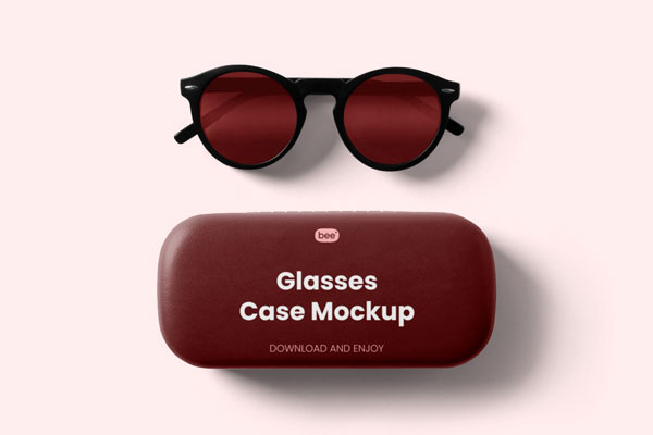 Top Sight of Glasses Case Mockup with Sunglasses FREE PSD