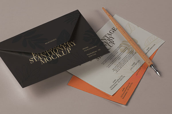 Top View of Floating Envelope Mockup Featuring Cards FREE PSD