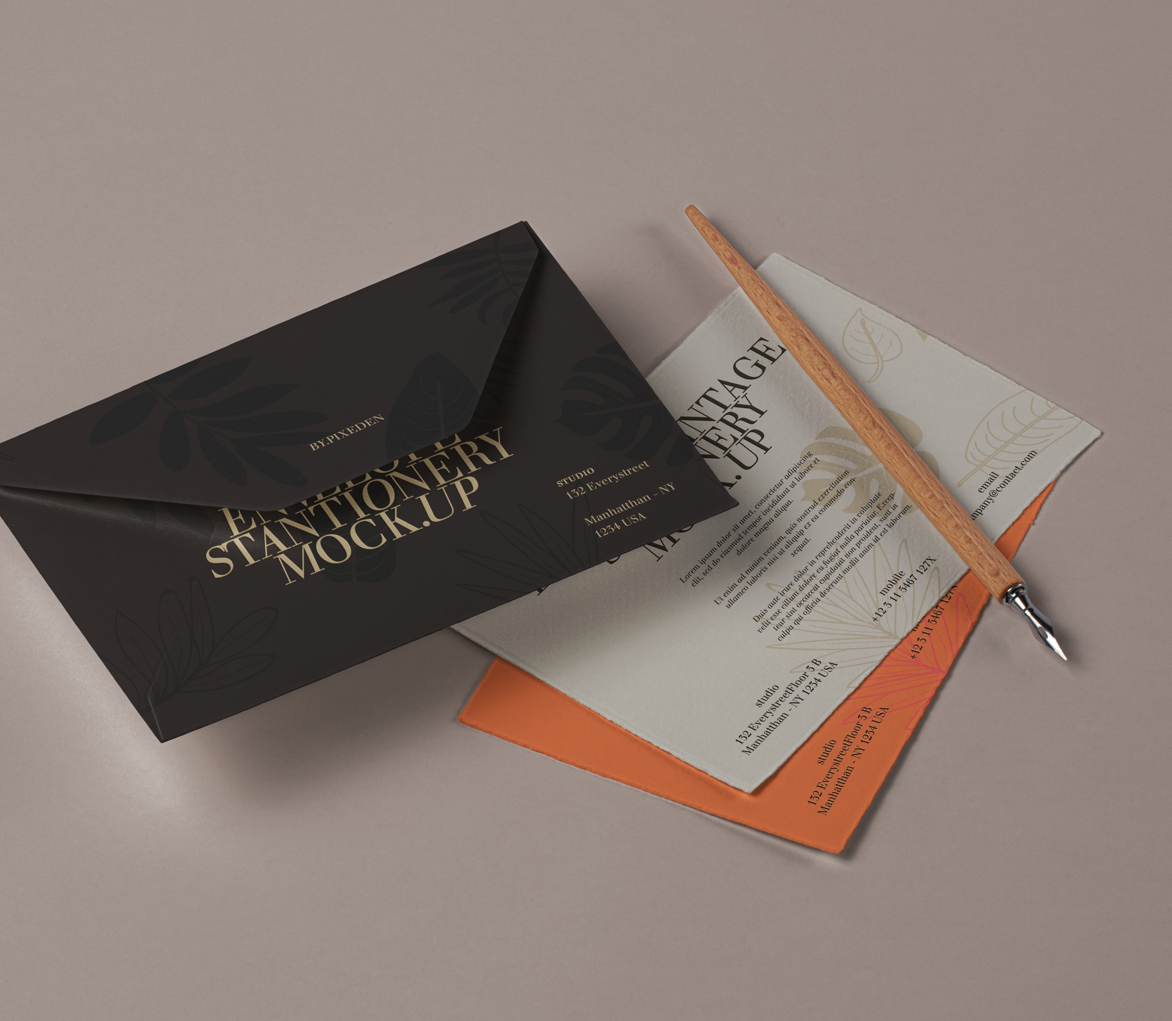 Top View of Floating Envelope Mockup Featuring Cards FREE PSD