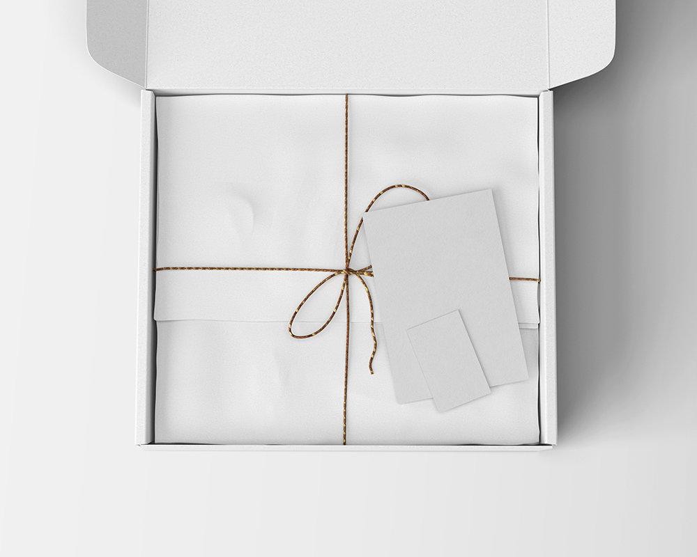 Top View of Gift Box Mockup Featuring Greeting Card FREE PSD