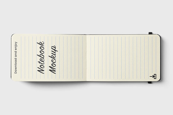 Top View of Open Notebook Mockup with Rubber FREE PSD