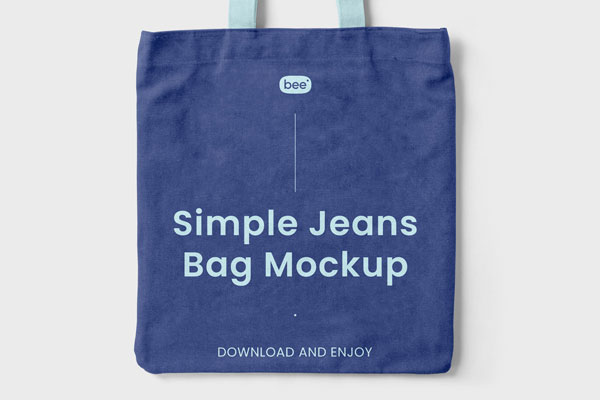 Top View of Simple Jeans Bag Mockup FREE PSD