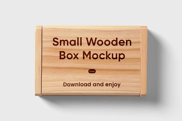 Top View of Simple Small Wooden Box Mockup FREE PSD