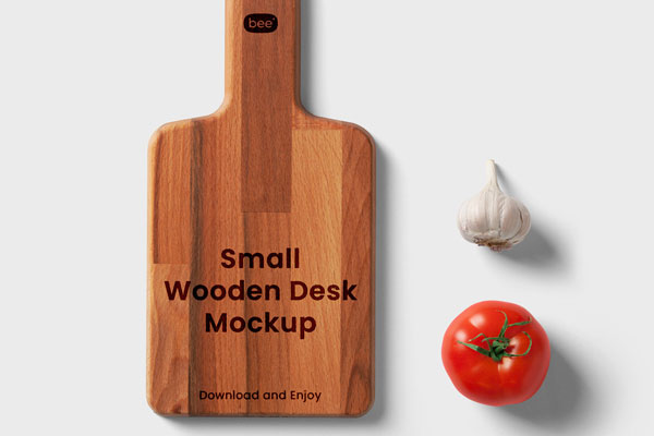 Top View of Small Wooden Board Mockup FREE PSD