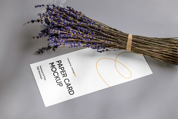 Trendy Vertical Paper Card Mockup Featuring Lavender FREE PSD