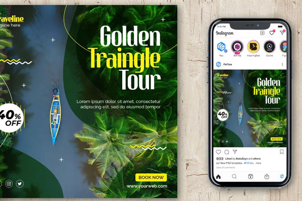 Travel agency's tour package promo Instagram poster template