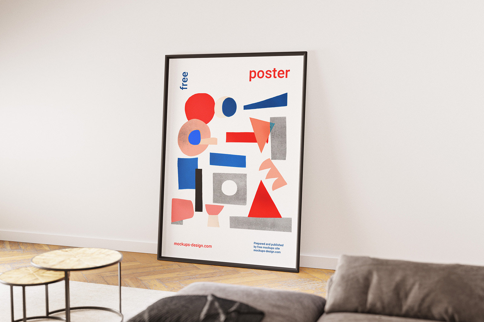 2 Mockups of Large Poster in Living Room FREE PSD
