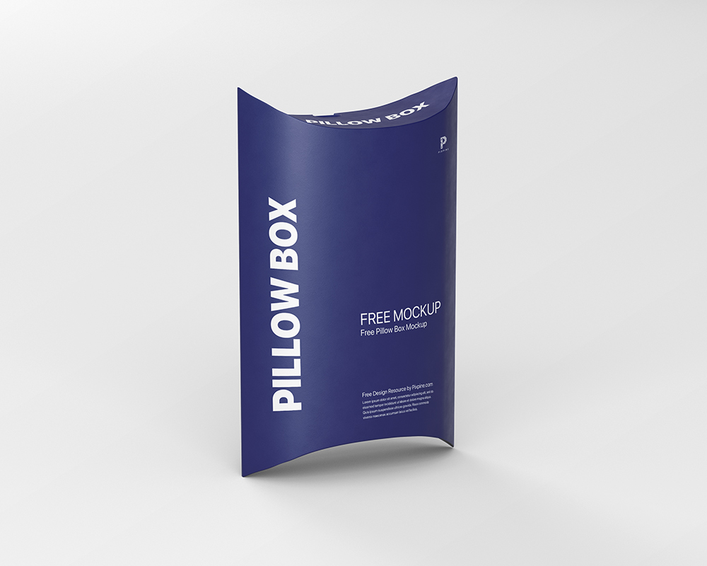 3/4 View of a Rectangular Pillow Box Mockup FREE PSD