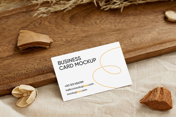 Business Card Mockup Featuring Artistic and Rustic Setting FREE PSD