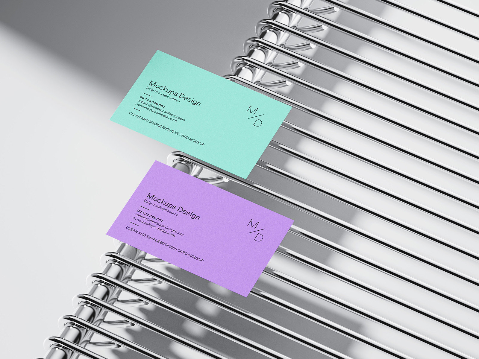 Business Card Mockup in 5 angles on the Metal Grid FREE PSD