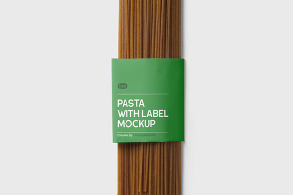 Close-up View of Pasta with Label Mockup Free Download | Resource Boy