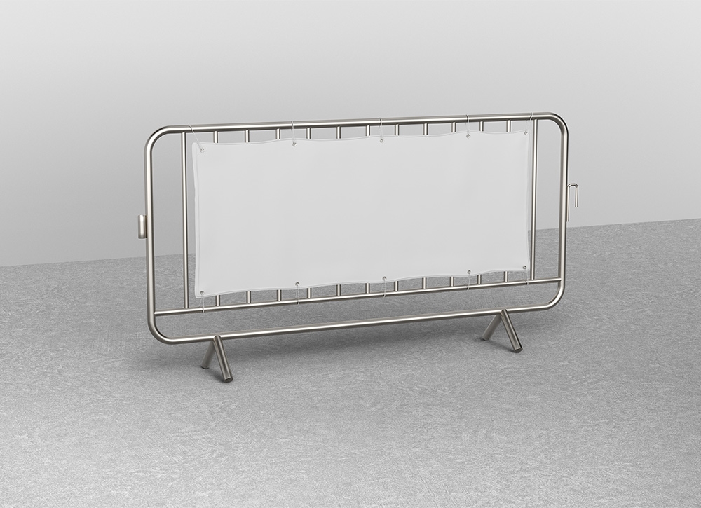 Crowd Barrier Banner Mockup in Perspective Sight FREE PSD