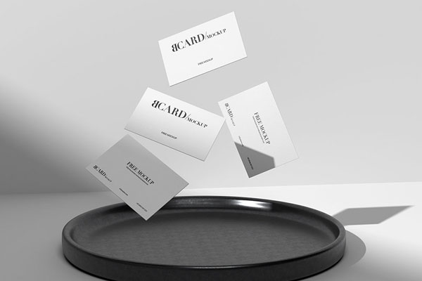 Floating Business Cards Mockup in Front Sight FREE PSD