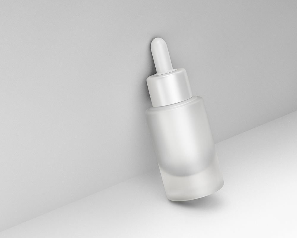 Front Sight of Frosted Cosmetic Dropper Bottle Mockup FREE PSD