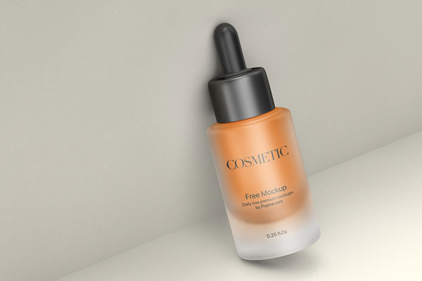 Front Sight of Frosted Cosmetic Dropper Bottle Mockup FREE PSD