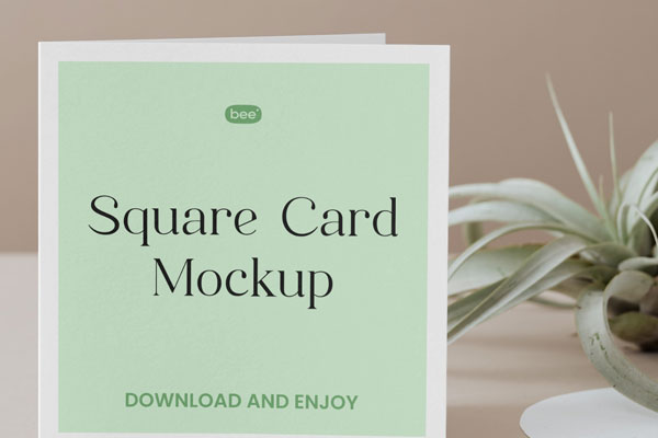 Front Sight of Standing Square Card Mockup FREE PSD