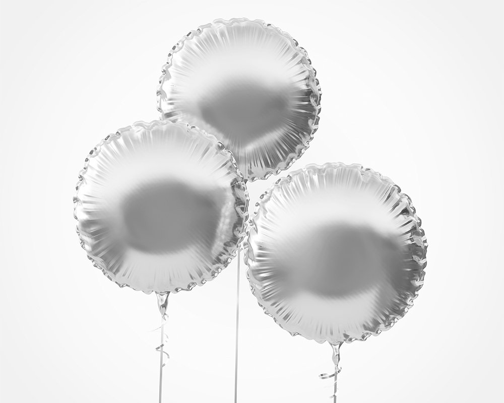 Front View of 3 Round Foil Balloons Mockup FREE PSD