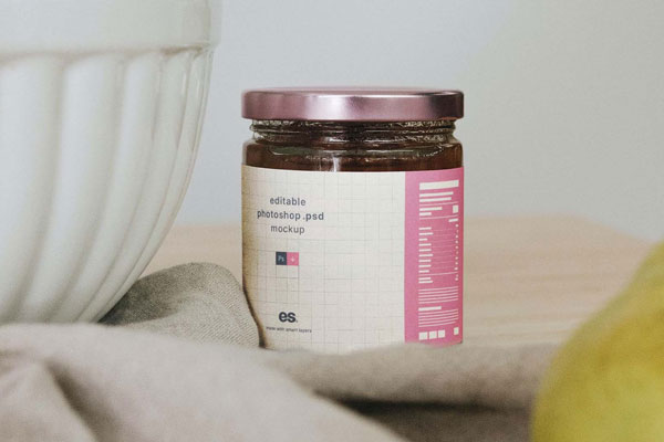 Front View of Cozy Jam Jar Mockup FREE PSD