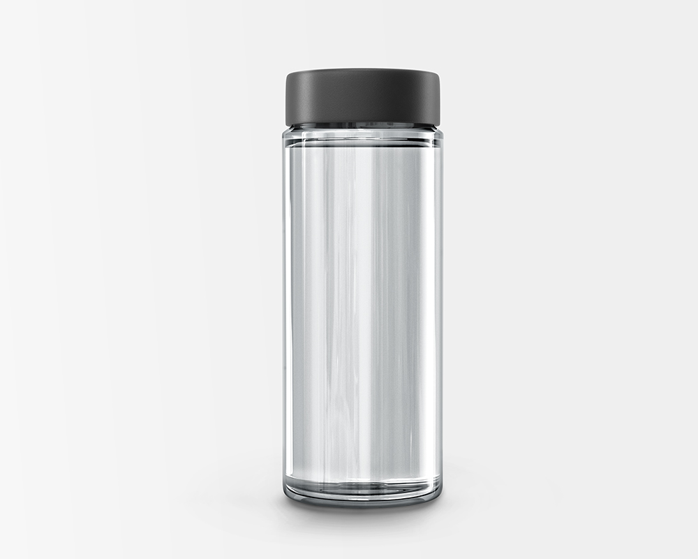 Front View of Cylindrical Glass Bottle Mockup FREE PSD