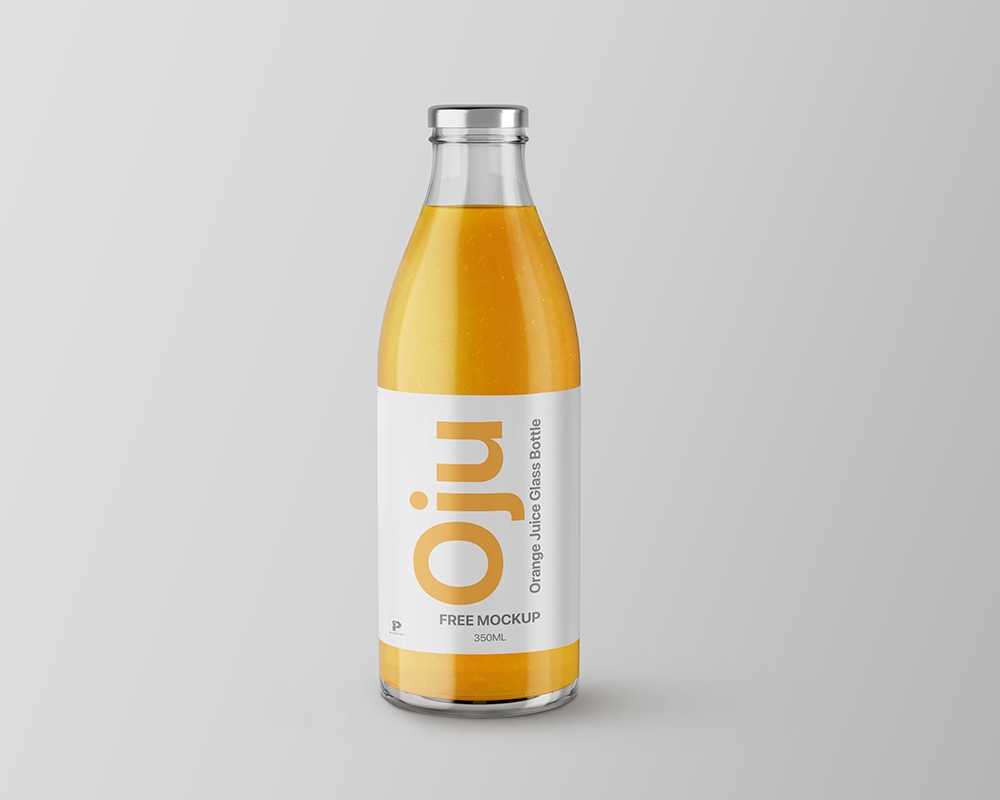 Front View of Juice Glass Bottle Mockup FREE PSD