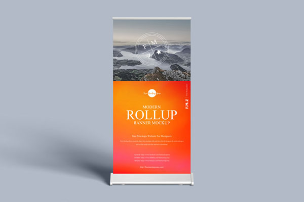 Front View of Modern Rollup Banner Mockup FREE PSD
