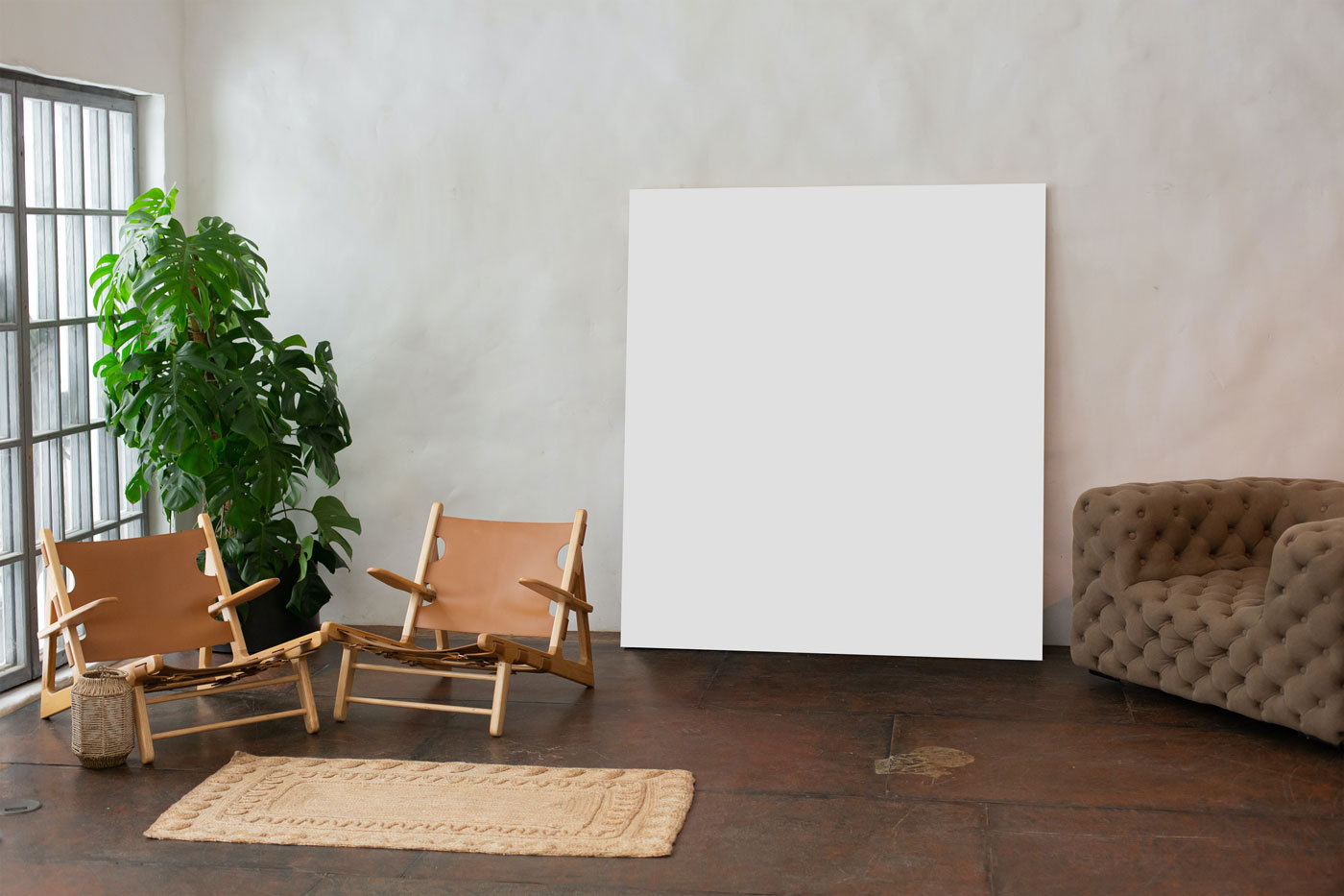 Front View of Square Canvas Mockup FREE PSD