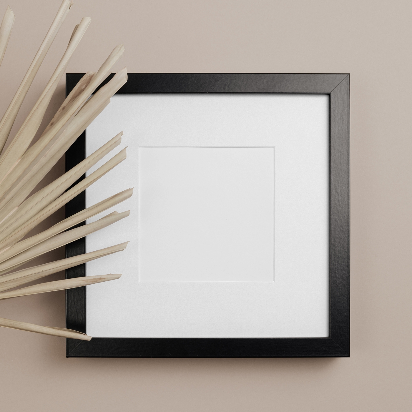 Front View of Square Frame Mockup Featuring Plant FREE PSD