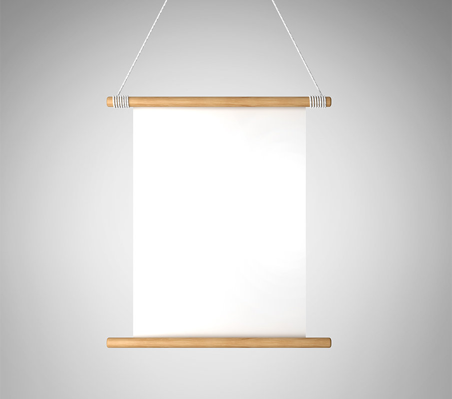 Hanging Wooden Frame Poster Mockup in Front View FREE PSD