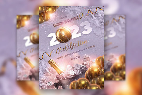 Luxury Striking New Year Party Flyer Template FREE PSD