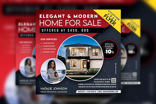 Modern Geometric Real Estate Flyer Template FREE PSD