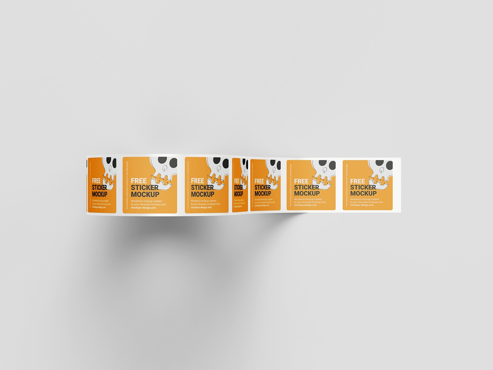 Perspective and Top View of 5 Square Sticker Roll Mockups FREE PSD