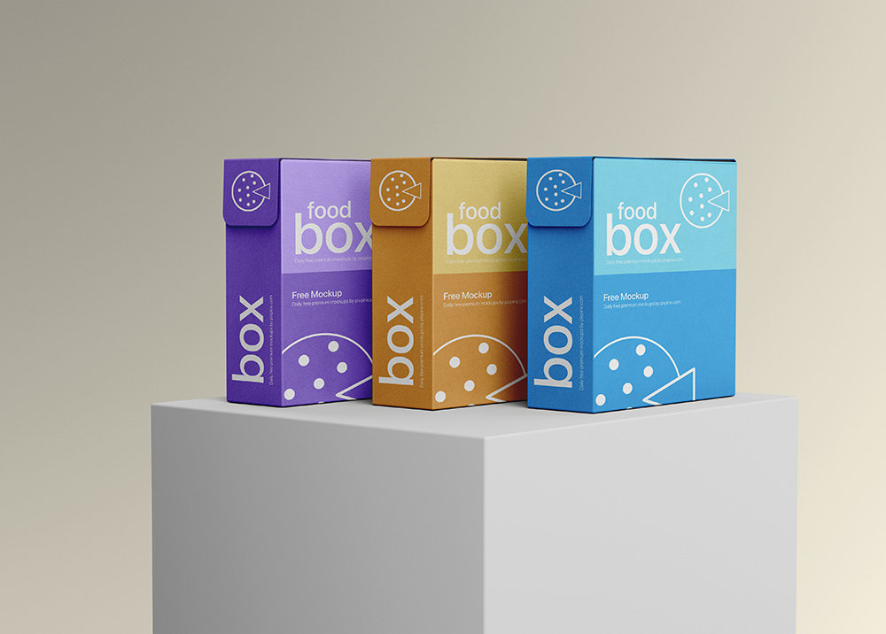 Perspective View of Standing Food Packaging Box Mockup FREE PSD