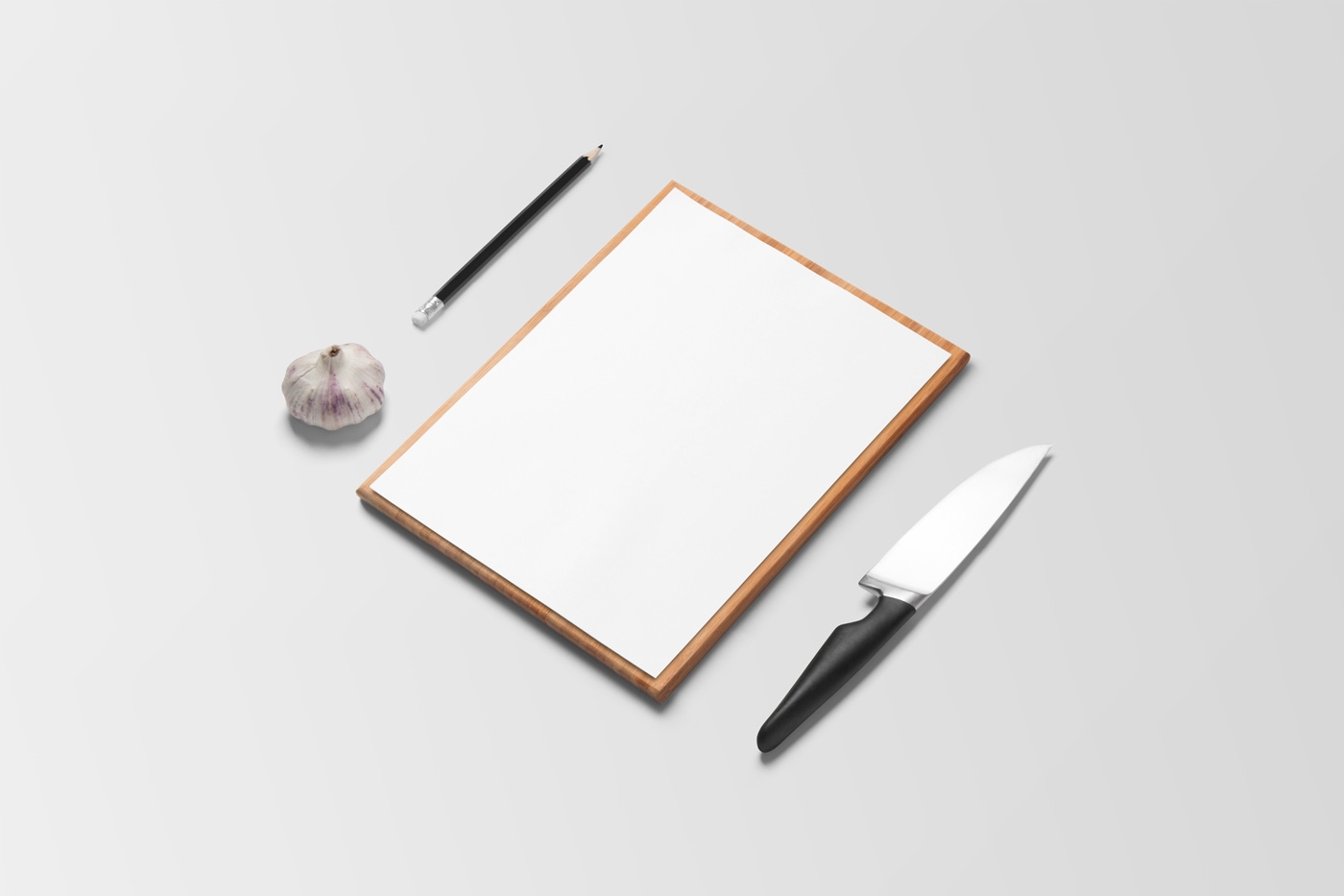Top Side View of Menu Mockup Featuring Knife FREE PSD