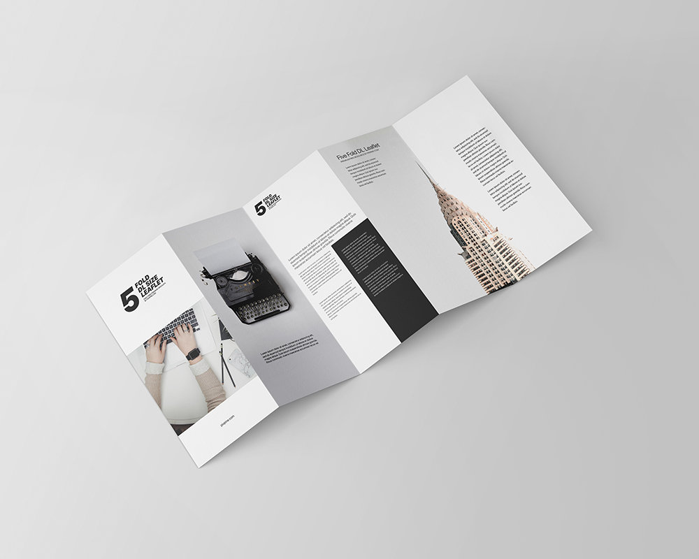 Top View of a 5 Fold DL Leaflet Mockup Free Download | Resource Boy