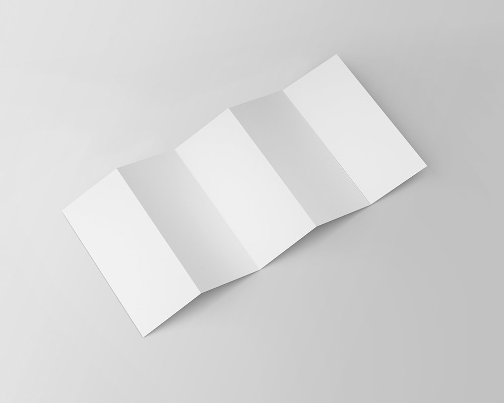 Top View of a 5 Fold DL Leaflet Mockup FREE PSD