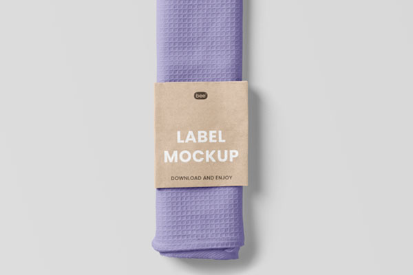 Top View of a Dishcloth Featuring Paper Label Mockup FREE PSD