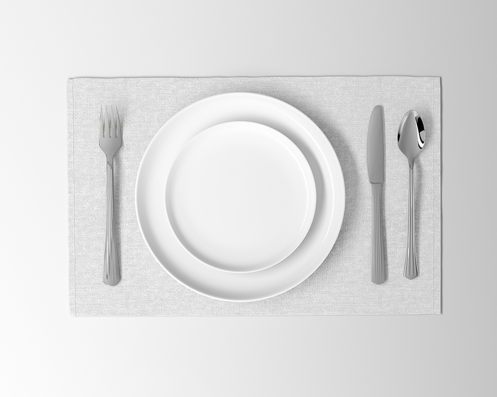 Top View of a Table Set with a Round Plate Mockup FREE PSD
