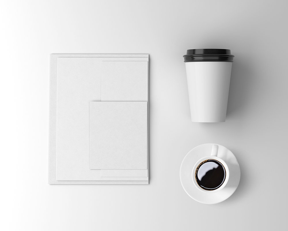 Top View of Cafe Menu Card Mockup and Coffee Cup FREE PSD