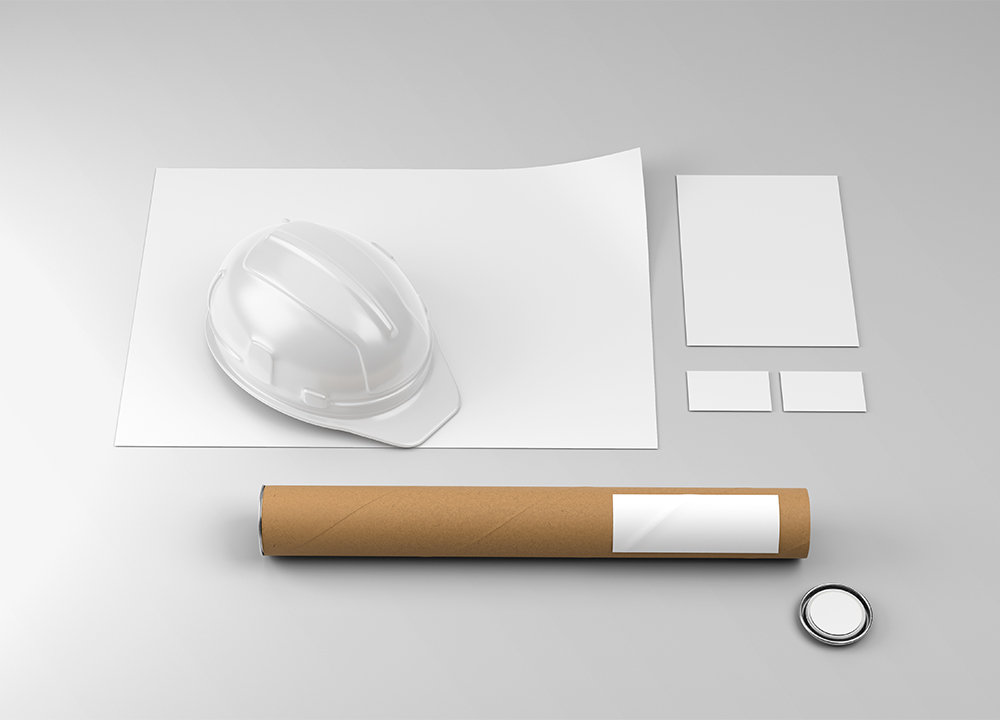 Top View of Construction Branding Mockup FREE PSD