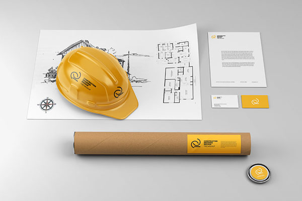 Top View of Construction Branding Mockup FREE PSD