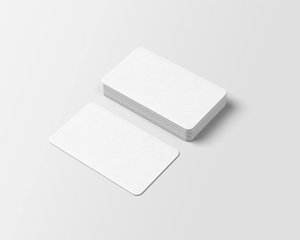 Top View of Rounded Corner Business Card Mockup FREE PSD